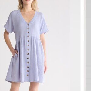 Madewell Lightspun Button Front Gauze Mini Dress M